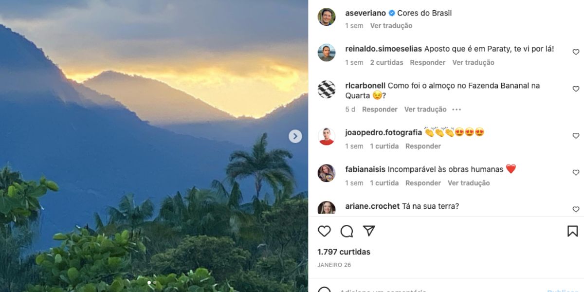 Alan Severiano aproveitou dias de folga (Foto: Reprodução / Instagram)