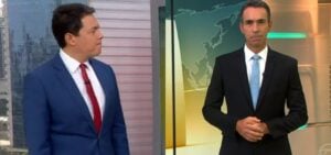 Alan Severiano e César Tralli na última edição do SP1- Foto: Montagem/TV Foco