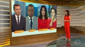 Bocardi, Heraldo Pereira, Ana Paula Araújo e outros integrantes do BDBR não conseguiram controlar as lágrimas ao vivo- Foto: Reprodução/Globo