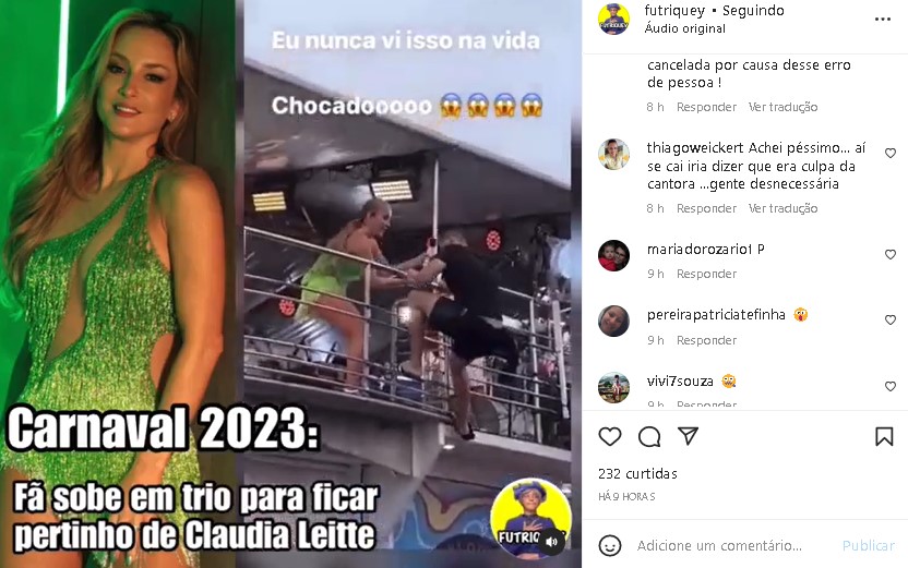 Claudia Leitte ficou apavorado com homem que invadiu seu trio elétrico (Foto: Reprodução/ Instagram)