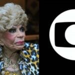 Dercy Gonçalves e logo escura da Globo - Foto Reprodução
