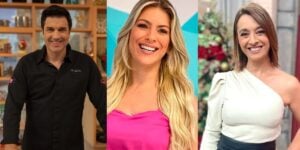Edu Guedes, Renata Fan e Catia Fonseca: valor que programas recebem por merchan é difícil de acreditar - Foto: Montagem TV Foco