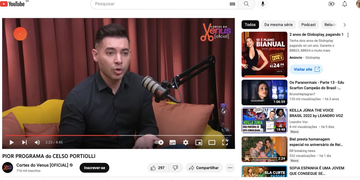 Em entrevista reveladora, famoso expôs como era participar de quadro de Celso Portiolli no SBT - Foro Reprodução YouTube