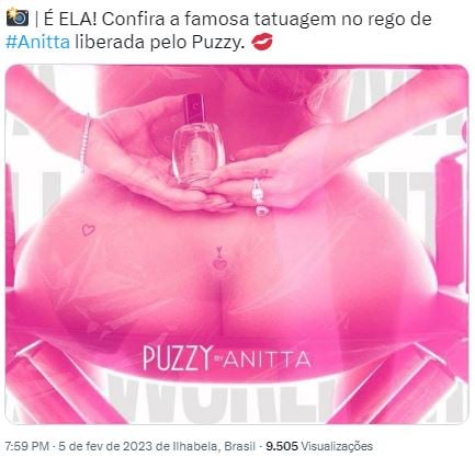 Fim de mistério? Pela primeira vez, foto nua entrega o que Anitta tatuou em suas partes íntimas - Foto Reprodução Twitter