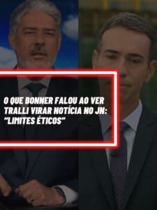 Isso foi o que Bonner falou ao ver Tralli virar notícia no JN (Foto - Montagem TV Foco).
