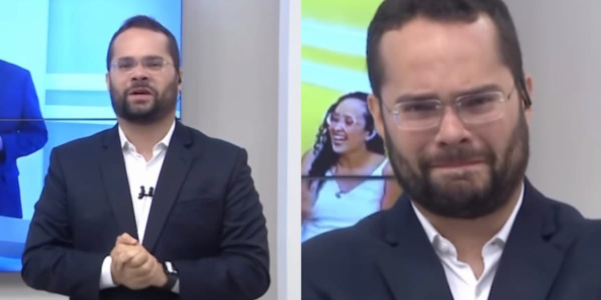 O apresentador não segurou o choro ao ver a homenagem da produção (Reprodução: SBT)