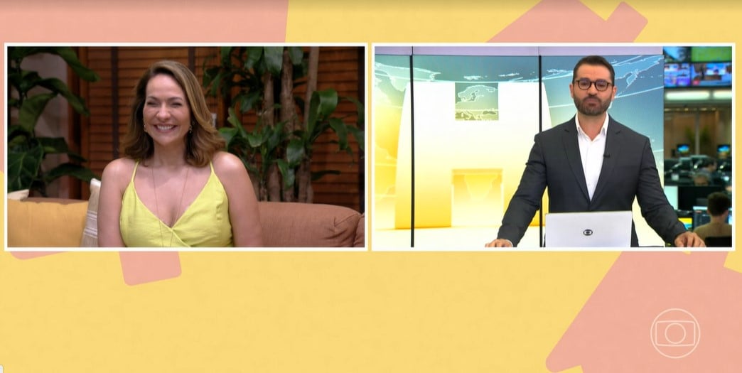 Marcelo Cosme durante interação com Maria Beltrão no É de Casa da Globo (Foto: Reprodução)