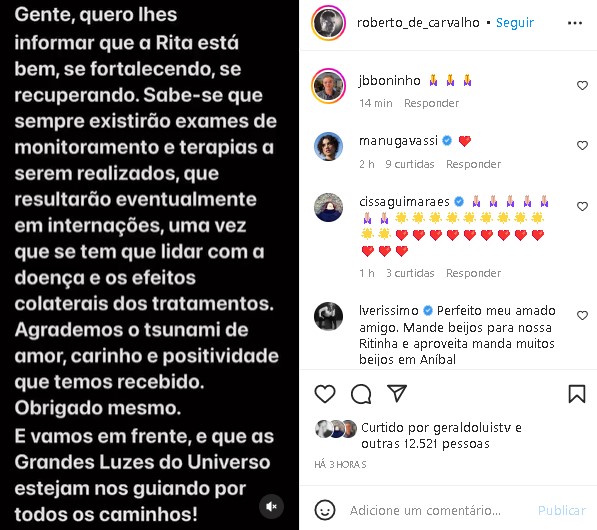 Marido da cantora fez comunicado sobre seu estado de saúde (Foto: Reprodução/ Instagram)