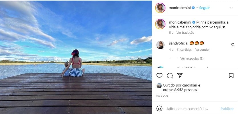 Mônica Benini, esposa de Júnior Lima, surge em foto rara ao lado da filha caçula (Foto Reprodução/Instagram)