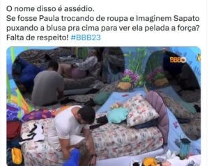 Paula está sendo acusada pelos internautas de cometer assédio contra Cara de Sapato (Foto: Reprodução / Twitter)