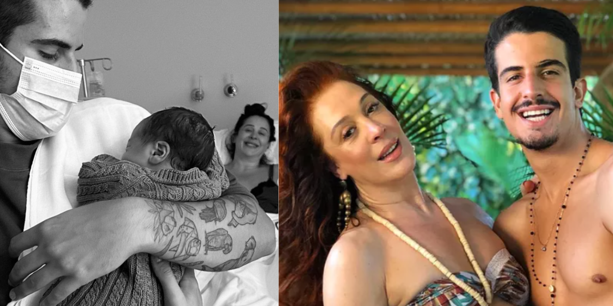 Enzo Celulari posa ao lado do irmão recém nascido Luca, filho de Claudia Raia (Foto: Instagram)