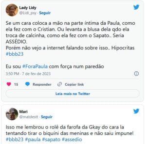 Brincadeira de Paula não foi bem vista (Foto: Reprodução / Twitter)