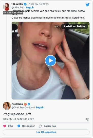 Gretchen perde a paciência e detona quebra-pau de Luana Piovani e Pedro Scooby (Foto: Reprodução / Twitter )