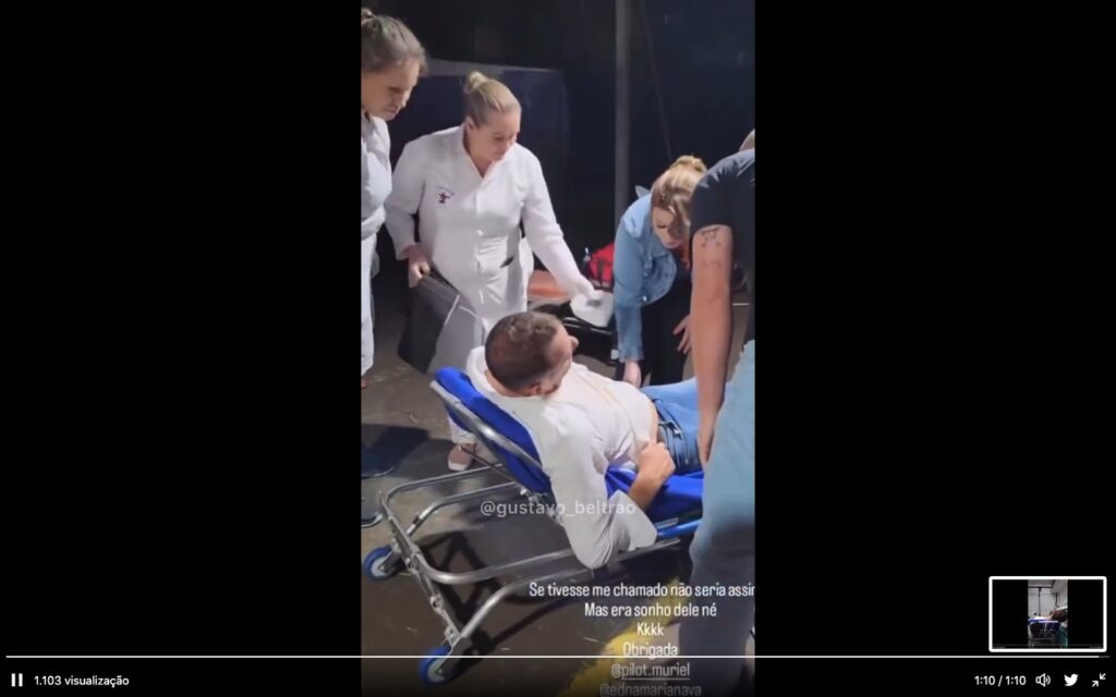 Gusttavo Lima dá bebida para fã e o faz sair de ambulância de show (Foto: Reprodução / Twitter)