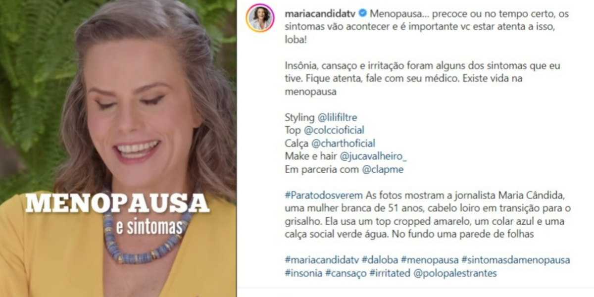 Maria Cândida falou sobre problemas da menopausa (Foto: Reprodução/Instagram) 
