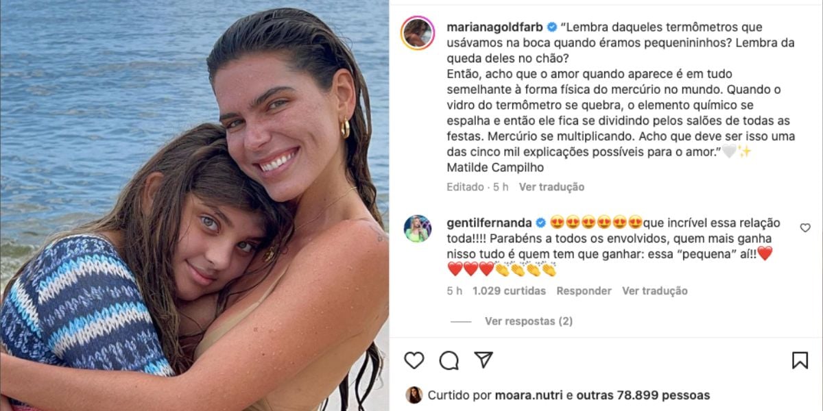  Mariana Goldfarb faz texto impactante sobre Sofia, filha de Cauã Reymond e Grazi Massafera (Foto: Reprodução / Instagram) 