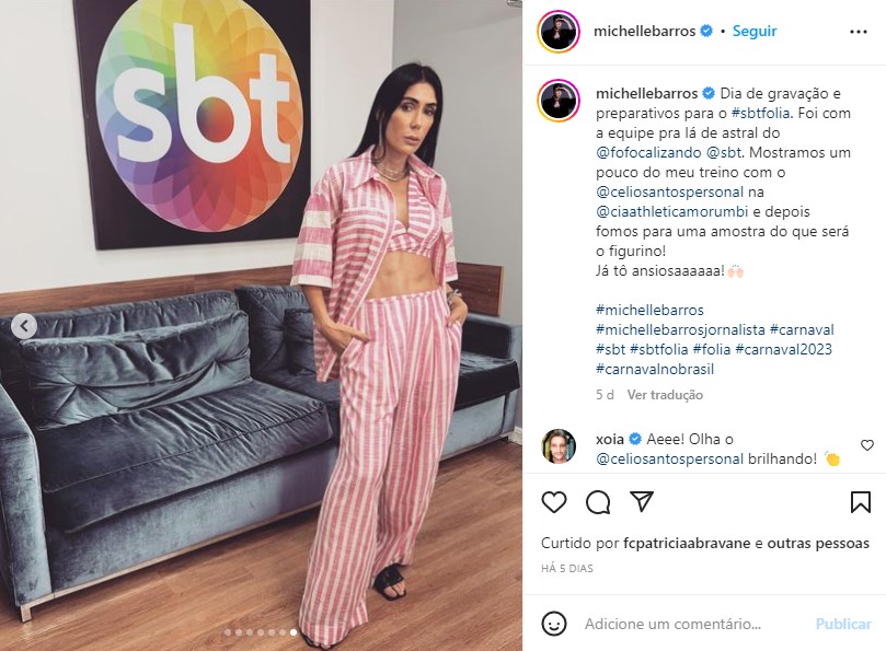 Michelle Barros usou as redes sociais para mostrar projeto no SBT e recebeu comentário de ex-colega da Globo (Foto: Reprodução)