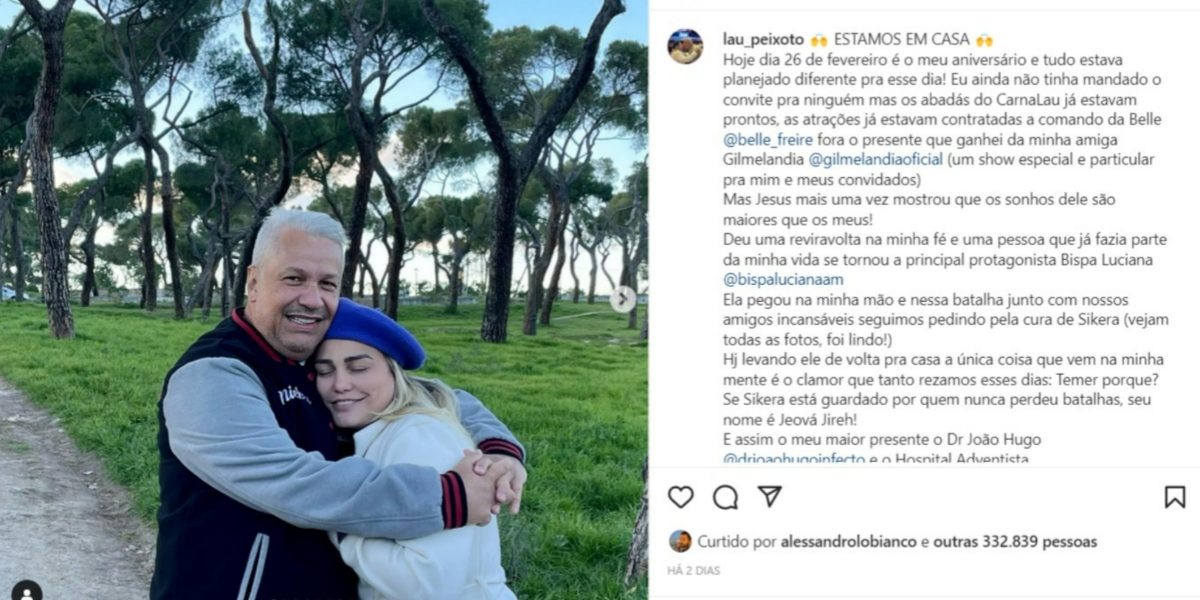 Recado de Laura Peixoto sobre Sikêra Jr. (Foto: Reprodução/Instagram)
