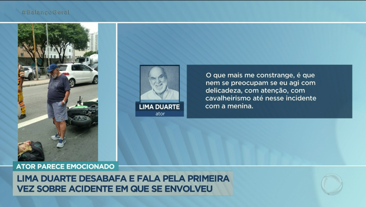 Áudio de Lima Duarte foi exposto por Fabíola Reipert e Reinaldo Gottino no "Balanço Geral" dessa quinta feira (16) (Foto Reprodução/PlayPlus)