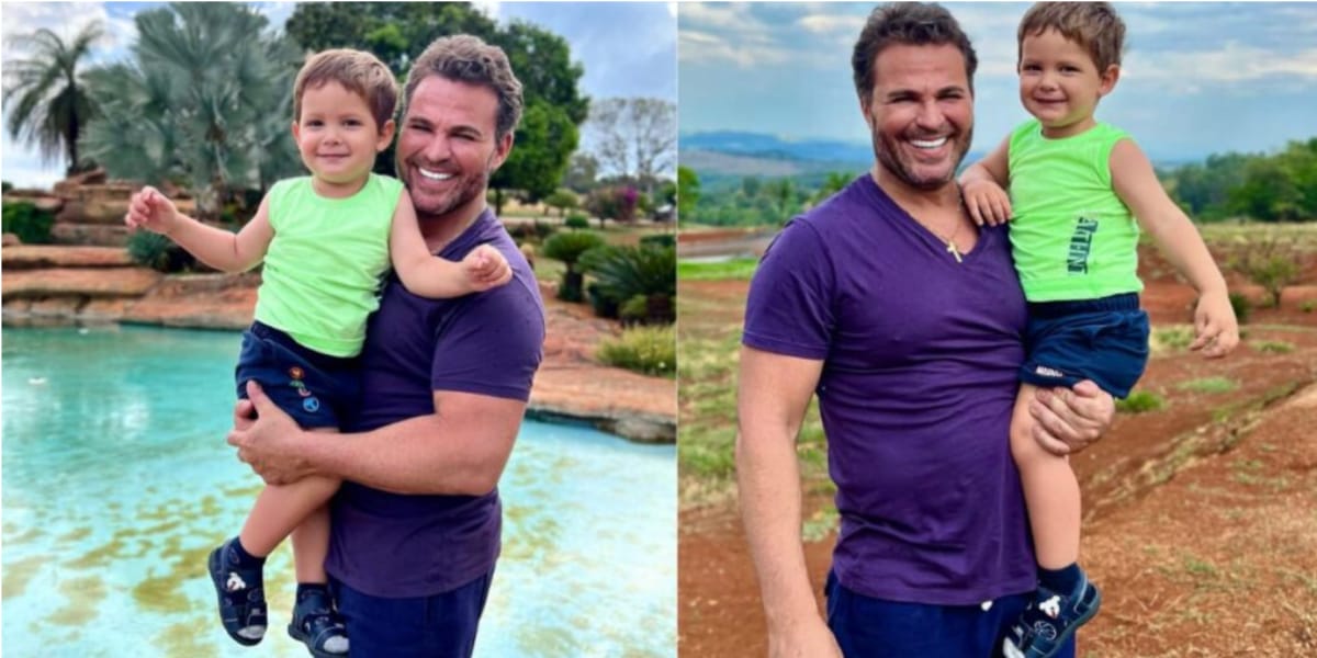 Eduardo Costa e seu sobrinho aproveitando as dependências da fazenda (Reprodução: Youtube)