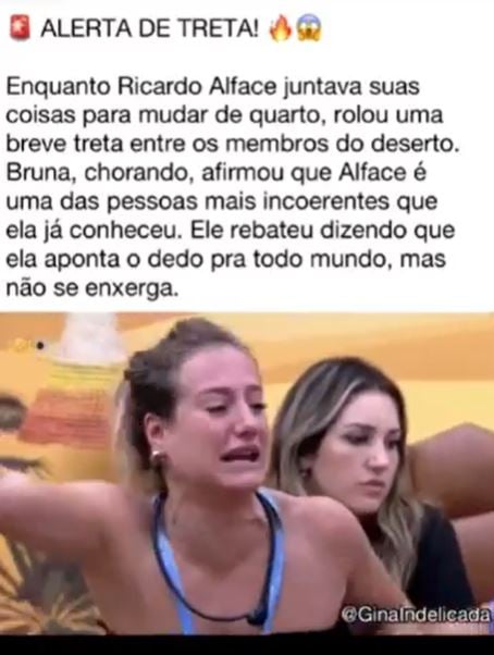 Alface arruma as malas e Bruna Griphao aos berros no BBB23 - Foto Reprodução Instagram