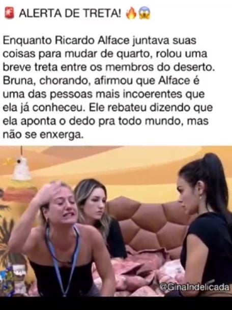 Alface arruma as malas e Bruna Griphao aos berros no BBB23 - Foto Reprodução Instagram