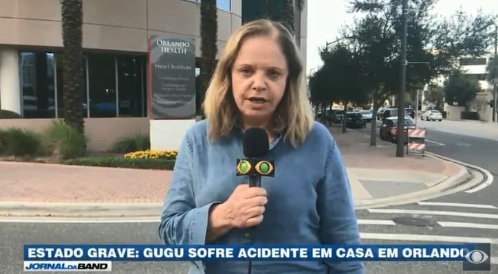 Eleonora Paschoal cobrindo a morte de Gugu na Band - Foto Reprodução