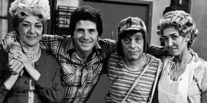 Héctor Bonilla com elenco do seriado Chaves, exibido no SBT - Foto Reprodução Internet