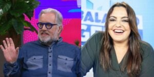 Leão Lobo no ao vivo do programa Mulheres, na TV Gazeta e Fabiola Reipert - Foto Reprodução Tv Gazeta