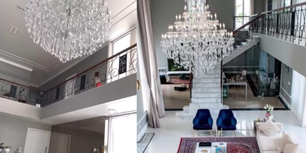 Sala de estar aconchegante e com espaço para os amigos e familiares (Reprodução: Youtube)