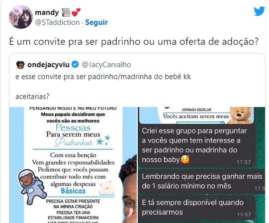O convite que causou uma grande repercussão na web - Foto Reprodução Twitter O convite que causou uma grande repercussão na web - Foto Reprodução Twitter