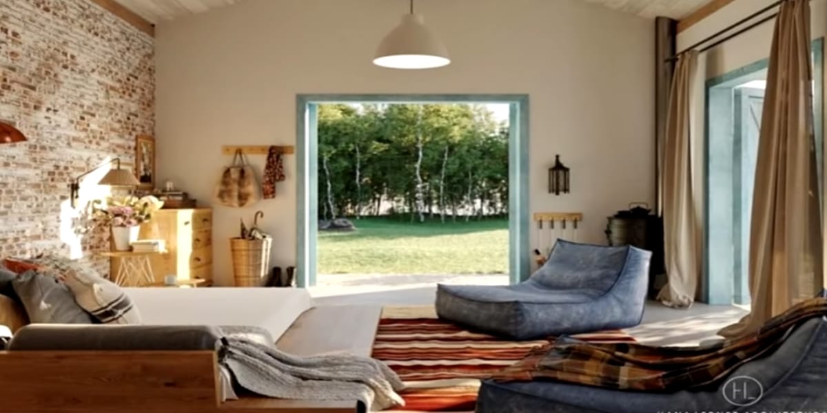 Sala de estar em ambiente integrado (Reprodução: Youtube)