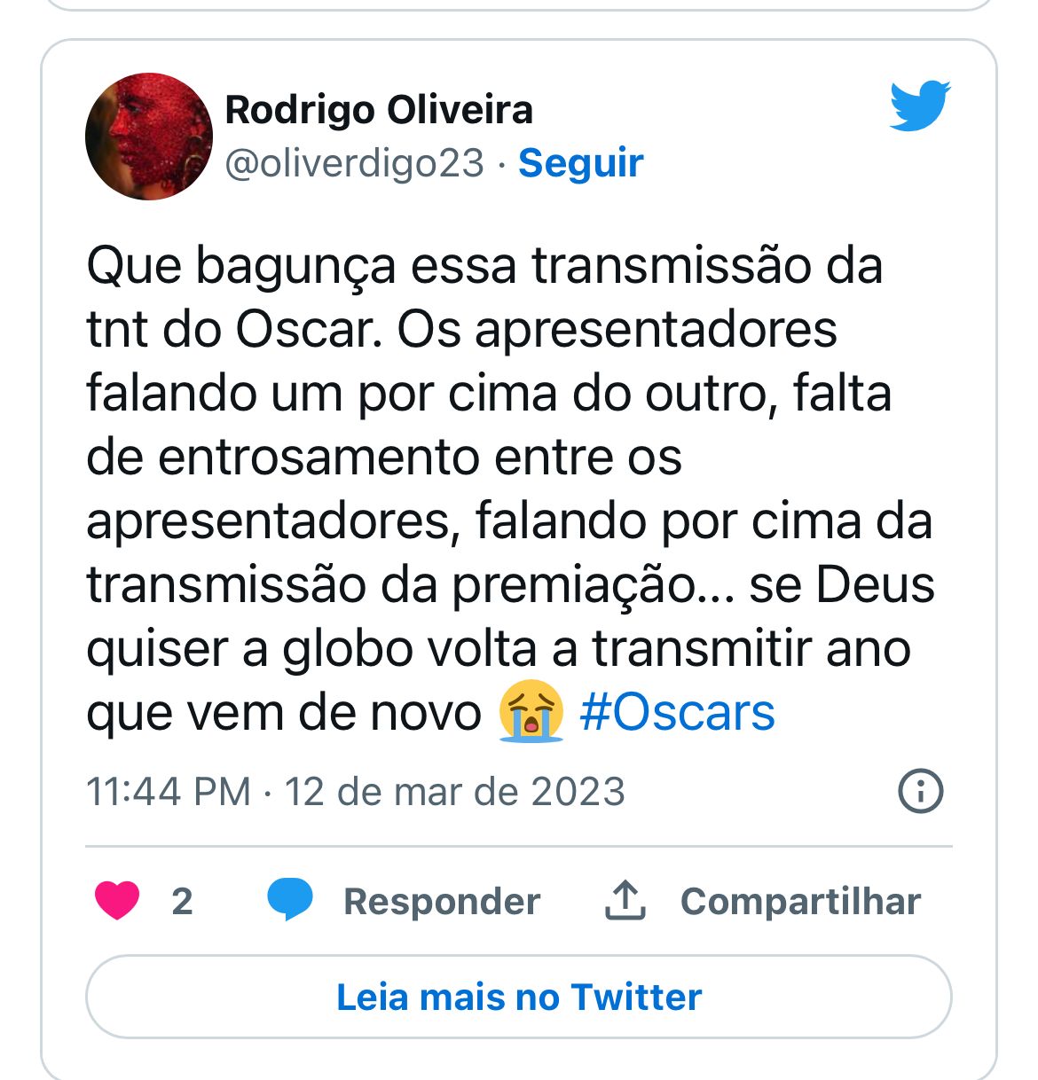 Twitter detonando Ana Furtado no Oscar 2023 - Foto Reprodução Twitter