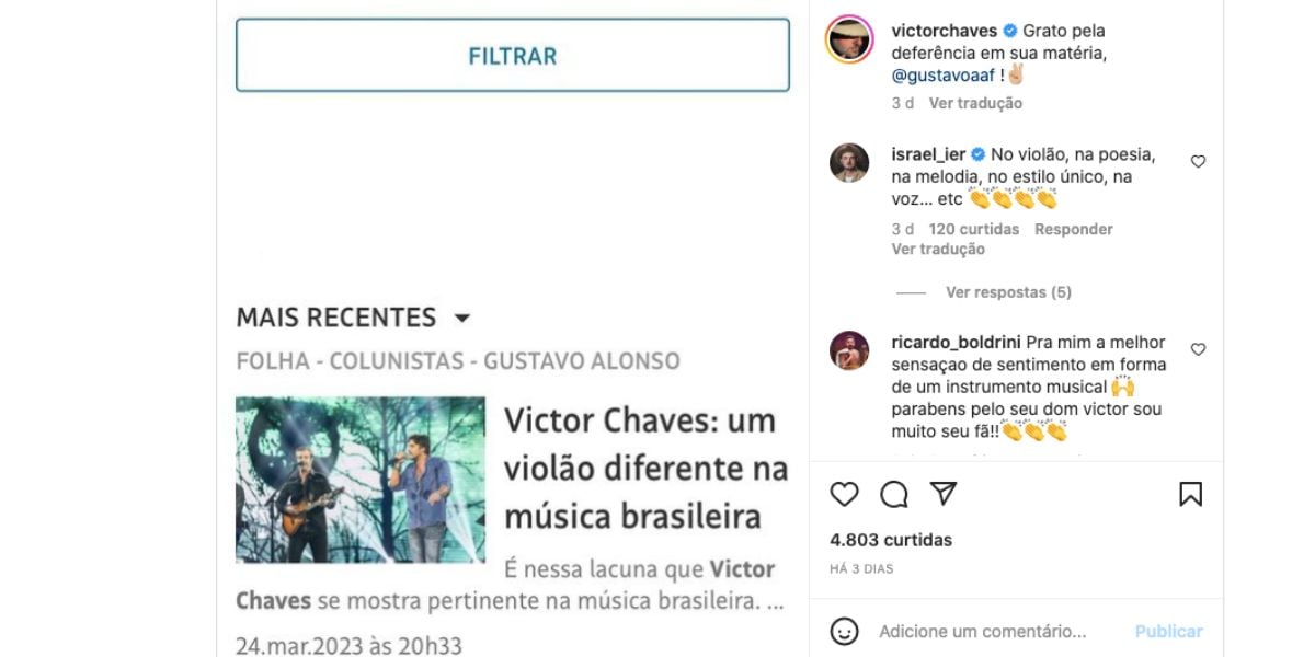 Victor Chavez faz anúncio sobre carreira (Foto: Reprodução / Instagram)