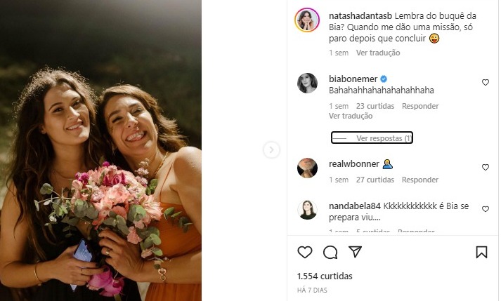 Natasha Dantas recordou situação vivida com Bia Bonemer (Foto Reprodução/Instagram)