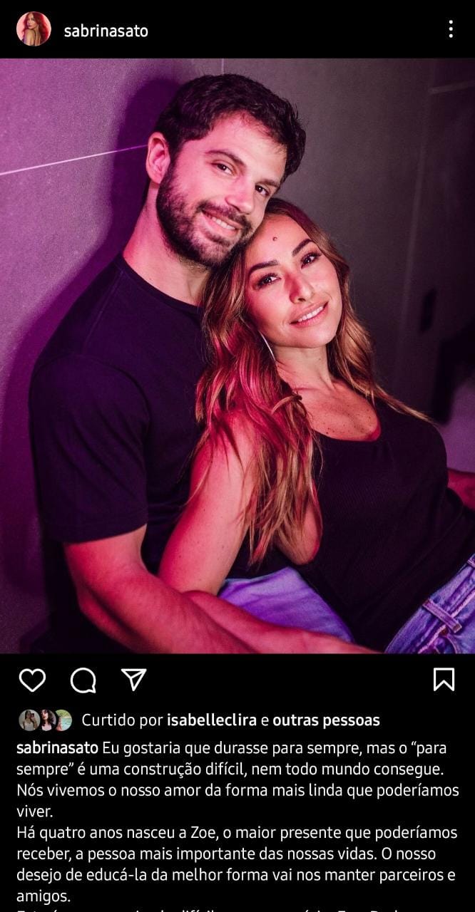 Publicação de Sabrina Sato (Foto: Reprodução/ Instagram)
