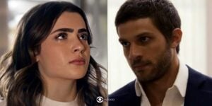 Ari (Chay Suede) e Chiara (Jade Picon) em Travessia (Foto: Reprodução / Globo / Montagem TV Foco)