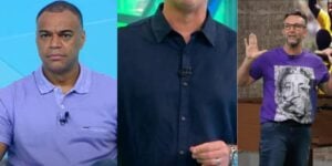 Denílson, Neto e apresentador do SBT (Reprodução: Montagem TV Foco)