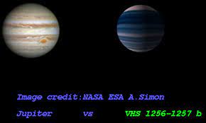Planeta VHS 1256b em comparação ao planeta Júpiter (Foto Reprodução/Internet)