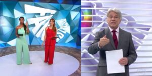 Maju Coutinho e Poliana Abritta nos estúdios do Fantástico e Sérgio Chapelin nos estúdios do Globo Repórter (Reprodução: Globo)