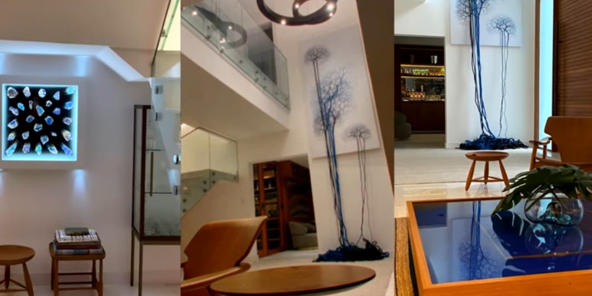 A casa possui uma decoração toda assinada pelos 'Os Gêmeos' (Reprodução: Youtube)