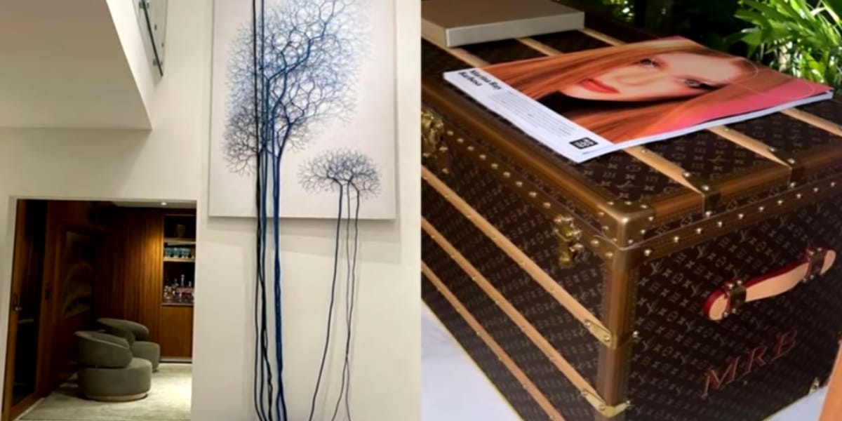 Baú personalizado da Louis Vuitton avaliada em R$45 mil, com as iniciais de seu nome (Reprodução: Youtube)