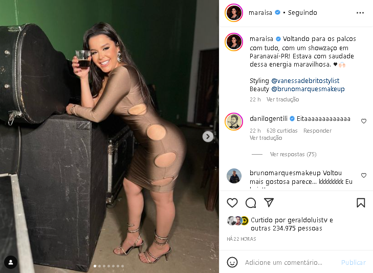 Maraisa surpreendeu ao surgir completamente provocante (Foto: Reprodução/ Instagram)