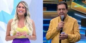 Renata Fan e Faustão. (Foto: Reprodução/Band)