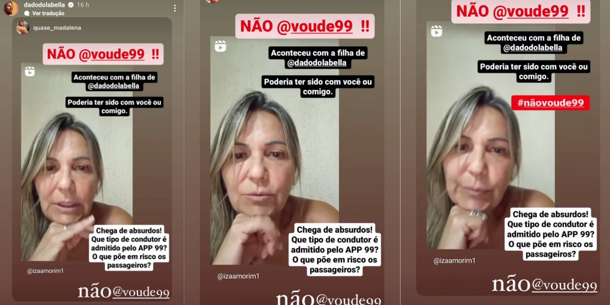 A ex-sogra de Dado Dolabella fez uma acusação grave sobre um motorista de aplicativo quando estava com sua neta (Reprodução: Instagram)