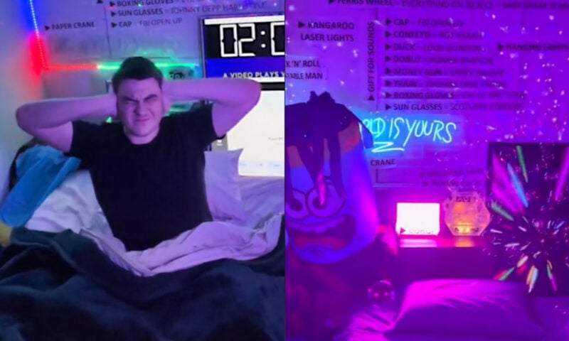 Tiktoker ganha dinheiro dormindo e sendo acordado de formas inusitadas (Foto Reprodução/Internet)