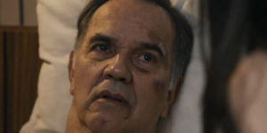 Guerra surta após descobrir que levou golpe de Ari em Travessia (Foto: Globo)