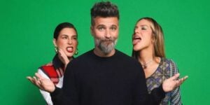 Bruno gagliasso, Giovanna ewbank e Fernanda Paes no podcast - Foto Reprodução Internet