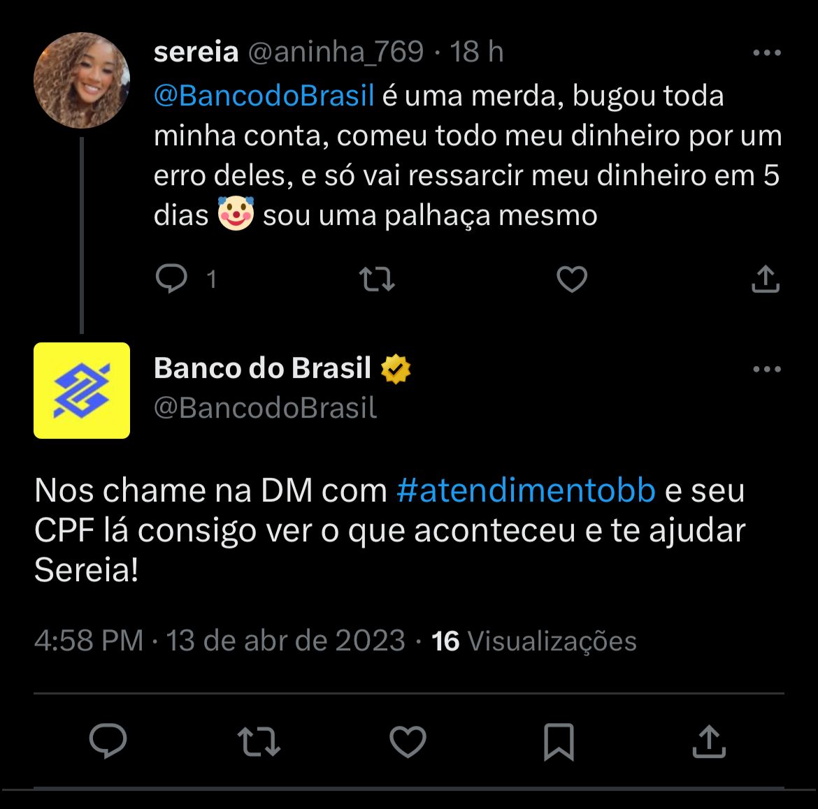 Clientes do Banco do Brasil estão revoltados com situações que estão enfrentando nesta sexta-feira (14) - Foto Reprodução Twitter
