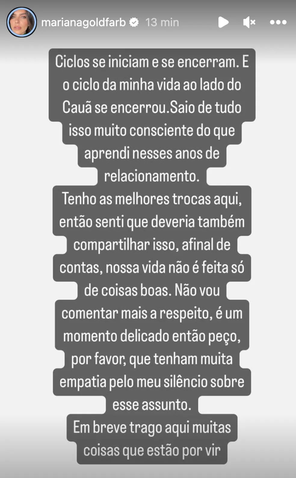 Mariana anunciou o término nas redes sociais - Foto Reprodução Instagram